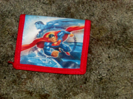 child&#39;s SUPERMAN WALLET black trimmed in red 5 x 4&quot;  (C) - £1.55 GBP