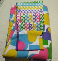 Dream Factory Kids Twin Bed Set 5-Piece Rainbow Heart Comforter Soft Microfiber - £24.43 GBP