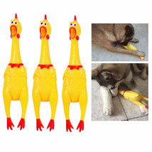 3Pcs Rubber Chicken Squeeze Squeak Pet Dog Puppy Shrilling Chew Toy Yellow Funny - £15.97 GBP