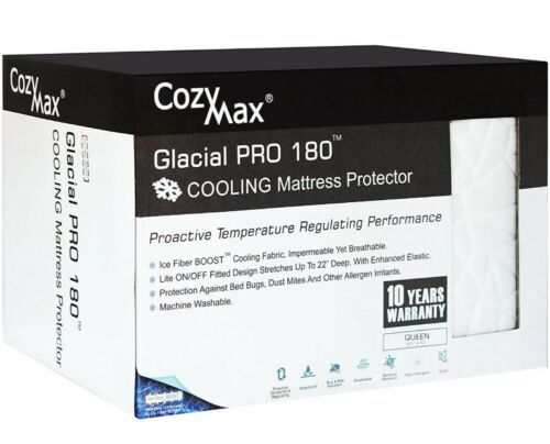 GLACIAL PRO 180 COOLING MATRESS PROTECTOR HYPOALLERGENIC BREATHABLE TWIN SIZE