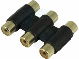 3 RCA AV Joint Straight Plug Jack Adapter Connector Coupler AV Cable - £4.99 GBP