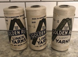 Vtg 4oz Golden Rule 2oz Lily White Linen Weaving Yarn Warp Spools Size 40-2 - $27.44