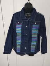New NWOT Tantrums Button Up Jacket Women Medium Blue Southwest 100% Cott... - $25.03 CAD