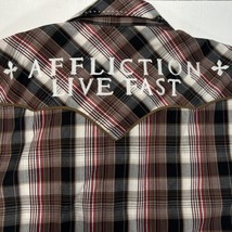 Affliction Shirt Mens 2XL Red Black Plaid Button Up Embroidered UFC MMA ... - £20.65 GBP