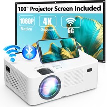 5G Wifi Bluetooth Projector, Full Hd Native 1080P Projector 13000Lumens With Wir - £160.52 GBP