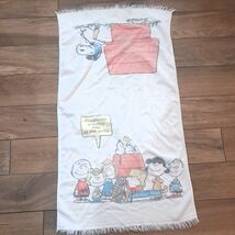 Vintage Snoopy Woodstock Peanuts beach bath Towel Tastemakers Red Baron ... - $18.00