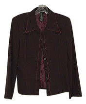 Haggar Noir Prune Wine Purple Rayon Whipstitch Lined Blazer Jacket Size ... - $14.36