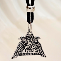Collar de cuervo nórdico colgante Odin cuernos Huginn Muninn Valknut... - £6.14 GBP