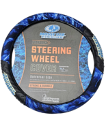 Mossy Oak Fishing Premium Steering Wheel Cover Universal Size Blue Black - $29.99