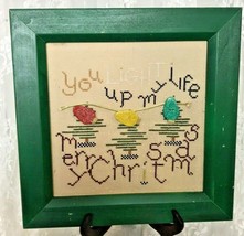 You Light Up My Life Merry Christmas Cross Stitch Picture 10.5&quot; x 10.5&quot; ... - $22.53