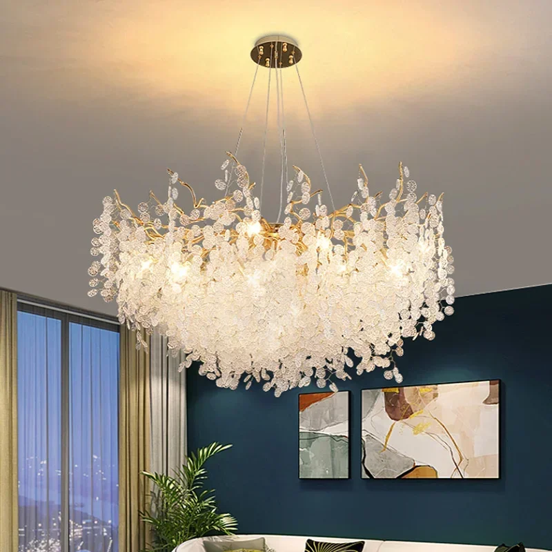 Modern Luxury Chandeliers Lighting Gold Hanging Lamp Glass Idoor Home Decor - $630.72+
