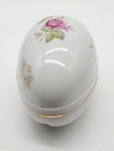 Lefton China NE2209 Ivory and Gold Color Porcelain Floral Egg Trinket Box - £12.66 GBP