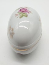 Lefton China NE2209 Ivory and Gold Color Porcelain Floral Egg Trinket Box - £12.58 GBP