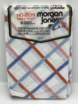 Vintage Morgan Jones 2 Standard Pillowcases Luxury Muslin Orange Blue St... - $14.89