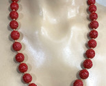 Red Cultural Round Boho Single Beaded Strand Womens Rope Necklace - £8.95 GBP