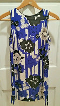 NWOT Anthropologie Maeve Canna Shift Silk Dress Blue Motif Size 4 - £33.23 GBP