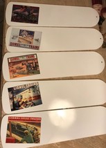 Custom ~ Ceiling Fan Blades With Vintage Lionel Trains Catalog Covers Decor Ooak - £93.82 GBP