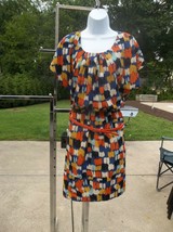 NWOT AB STUDIO VERY CUTE MULTI COLOR PAINT DRESS W BELT 8 - £24.03 GBP