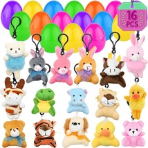 16Pcs Easter Egges with Stuffed Animals Keychains Animals Plush Toys for Kids Go - £24.93 GBP