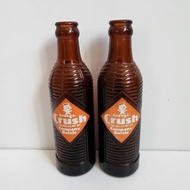 Vintage 7 Oz Ribbed Amber Soda Bottle Pop Orange Crush Lot Of 2 - £29.88 GBP