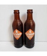 Vintage 7 Oz Ribbed Amber Soda Bottle Pop Orange Crush Lot Of 2 - £29.28 GBP