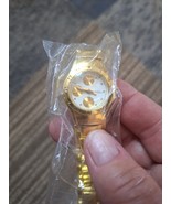Bright Gold Tone Quartz Watch Chronograph Style New Still Has Plastic St... - $49.39 CAD