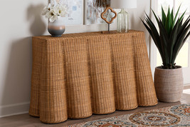 Claire Bohemian Honey Scallop Rattan Console Table - $12,370.09 MXN
