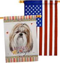 Shih Tzu Happiness House Flag Pack Dog Puppy Spoiled Paw Canine Fur Pet ... - $41.99