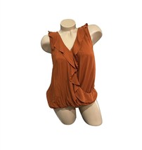 A New Day Rust Ruffle Top Copper Brown SMALL NEW NWT - $8.41
