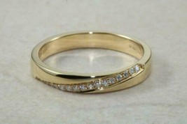 14k Yellow Gold Plated 0.15Ct Round Moissanite Channel Set Cross Over Band Ring - £80.87 GBP