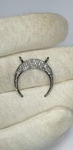Pave Diamond Crescent Moon Pendant 925 Silver Horn Charm Pendant Birthday Gift - £49.79 GBP