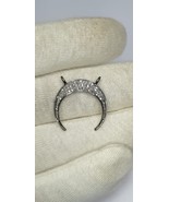 Pave Diamond Crescent Moon Pendant 925 Silver Horn Charm Pendant Birthda... - £44.82 GBP