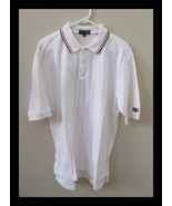 Faldo by Pringle Men&#39;s Large White Polo Red &amp; Navy Stripe Collar Trim - €25,57 EUR