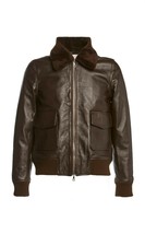 Brown Bomber Leather Jacket for Men Flight Aviator Size S M L XL XXL Custom Made - £121.03 GBP