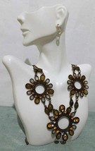 Vintage Chunky Beaded Choker Necklace with Pendant/Medallions   - £14.37 GBP