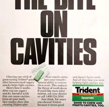 1987 Trident Sugarless Gum Spearment Cavities Advertisement Vintage Cand... - $24.99