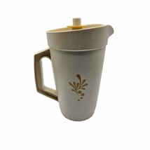 Vintage Tupperware 1 Quart Pitcher Almond and Harvest Gold Push Button Lid - $7.04