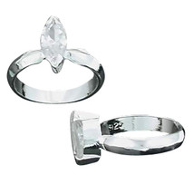 Sterling Silver Marquise-Cut CZ Cubic Zirconia Solitaire Ring - £23.20 GBP