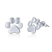 BISAER 3 Colors 925 Silver Dog Footprints Earrings Dog Footmark Small Stud Earri - £17.45 GBP