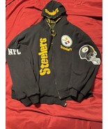 Vintage Pittsburgh Steelers Reversible Hoodie 2XL NFL Zip-Up Fan Jacket AOP - $82.33 CAD