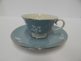Flintridge China Misty Leaf  Blue Cup &amp; Saucer - $21.73