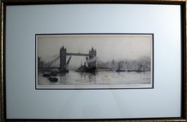 FRANK HARDING c1885 Original Signed Etching Tower Bridge London Framed  - £212.62 GBP