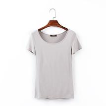 Women Crew Neck Short Sleeve T-shirt Soft Cotton Thin Top Tee Solid Colo... - £19.87 GBP