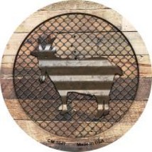 Corrugated Goat on Wood Novelty Metal Mini Circle Magnet CM-1047 - £10.16 GBP