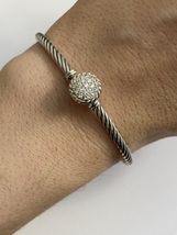 USED David Yurman  Chatelaine Diamond  Bracelet 3mm 925 Sterling Silver ... - £352.01 GBP