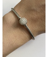 USED David Yurman  Chatelaine Diamond  Bracelet 3mm 925 Sterling Silver ... - £353.05 GBP