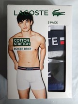 LACOSTE Men’s Cotton Stretch Boxer Brief, 2 pack X-Large Grey/Navy NWT - $24.70