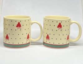 2 Vintage Potpourri Press Christmas Tree Cup Greensboro Nc Coffee Tea 12oz - $15.00