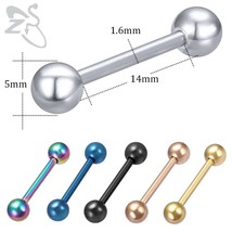 ZS 5-12pcs/lot Heart Tongue Ring Set Stainless Steel Barbell Stud Piercing Acryl - £17.69 GBP
