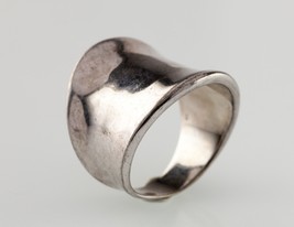 Large Concave Argent Sterling Bague Taille 7.5 - $1,423.32 MXN